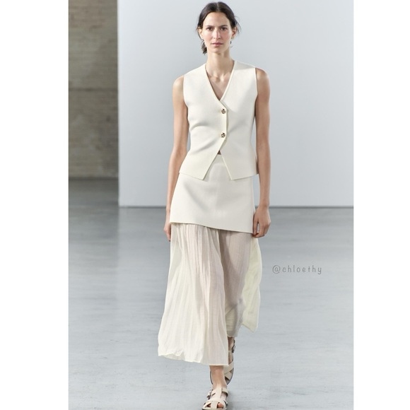 Zara MIXED PLEATED KNIT SKIRT - Picture 7 of 15